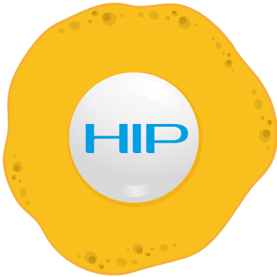 HIP Logo im umgekehrtem Ei.